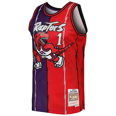 Men's Mitchell & Ness Tracy McGrady Purple/Red Toronto Raptors Hardwood Classics 1998/99 Split Swingman Jersey