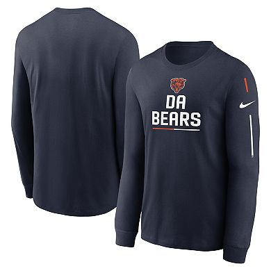 Men's Nike Navy Chicago Bears Team Slogan Long Sleeve T-Shirt