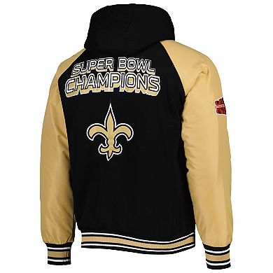 Men's G-III Sports by Carl Banks Black New Orleans Saints Defender Raglan Full-Zip Hoodie Varsity Jacket