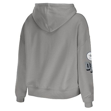 Women's WEAR by Erin Andrews Gray Dallas Cowboys Modest Cropped Pullover Hoodie