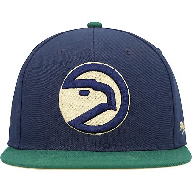 Men's Mitchell & Ness Navy/Green Atlanta Hawks 25 Seasons Hardwood Classics Grassland Fitted Hat