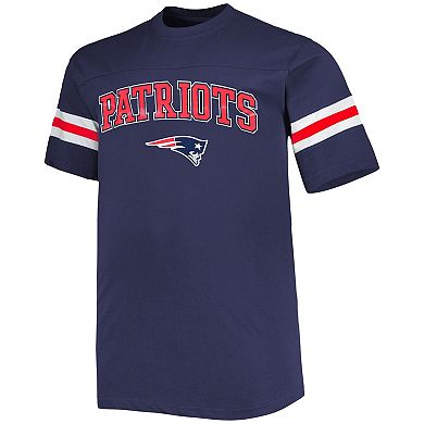 Men's Navy New England Patriots Big & Tall Arm Stripe T-Shirt