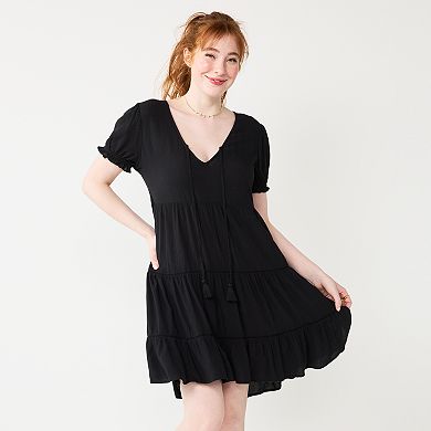 Juniors' SO® Tiered Lace Trim Dress