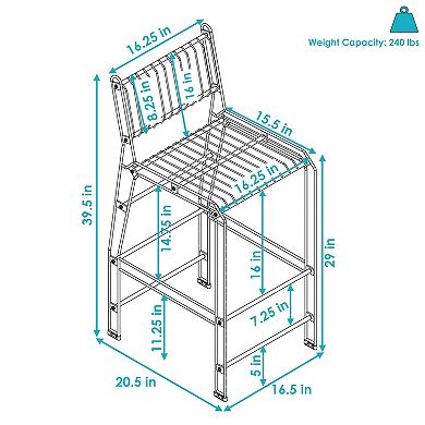 Sunnydaze Indoor/Outdoor Steel Wire Bar-Height Chairs - Black - Set of 2
