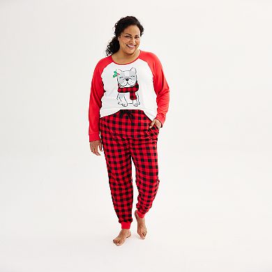 Plus Size Jammies For Your Families® Cozy Buffalo Plaid Mom Frenchie Top & Bottoms Pajama Set by Cuddl Duds®