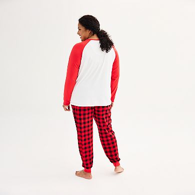 Plus Size Jammies For Your Families® Cozy Buffalo Plaid Mom Frenchie Top & Bottoms Pajama Set by Cuddl Duds®