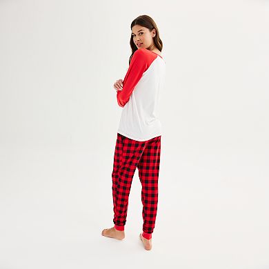 Women's Tall Jammies For Your Families® Cozy Buffalo Plaid Mom Frenchie Top & Bottoms Pajama Set by Cuddl Duds®