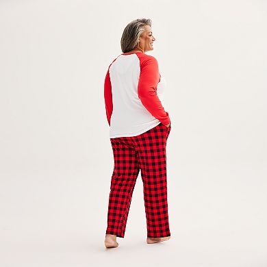 Plus Size Jammies For Your Families® Cozy Buffalo Plaid Grandma Frenchie Top & Bottoms Pajama Set by Cuddl Duds®