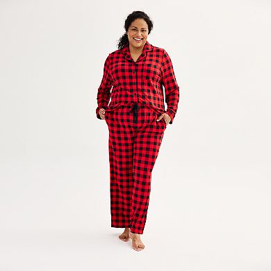 Plus Size Jammies For Your Families® Cozy Buffalo Plaid Frenchie Notch Set by Cuddl Duds®