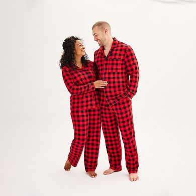 Women's Tall Jammies For Your Families® Cozy Buffalo Plaid Frenchie Notch Set by Cuddl Duds®