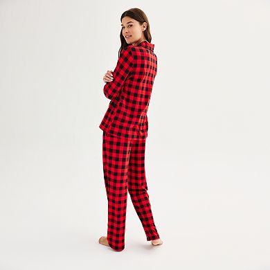 Women's Tall Jammies For Your Families® Cozy Buffalo Plaid Frenchie Notch Set by Cuddl Duds®