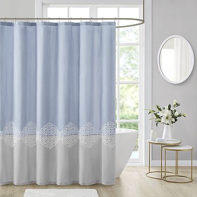 Madison Park Vera Transitional Pieced & Embroidered Shower Curtain