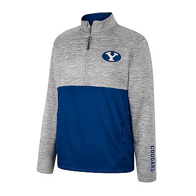 Men's Colosseum Gray BYU Cougars John Half-Zip Jacket