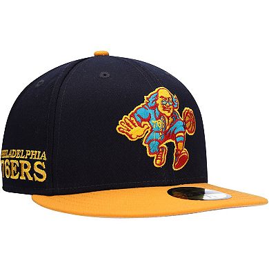 Men's New Era Navy/Gold Philadelphia 76ers Midnight 59FIFTY Fitted Hat