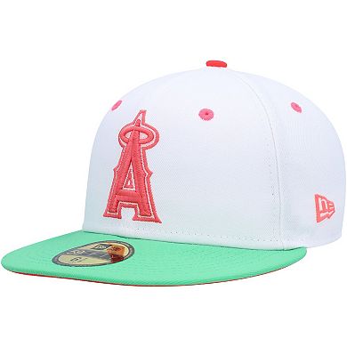 Men's New Era White/Green Los Angeles Angels  Watermelon Lolli 59FIFTY Fitted Hat