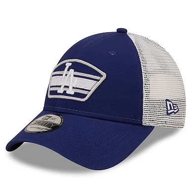 Men's New Era Royal/White Los Angeles Dodgers Logo Patch 9FORTY Trucker Snapback Hat