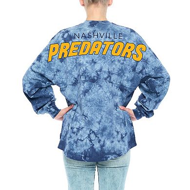 Women's Fanatics Branded Navy Nashville Predators Crystal-Dye Long Sleeve T-Shirt