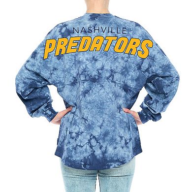 Women's Fanatics Branded Navy Nashville Predators Crystal-Dye Long Sleeve T-Shirt