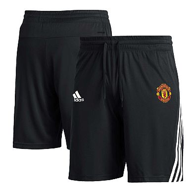 Men's adidas Black Manchester United Club Crest Three-Stripe AEROREADY Shorts