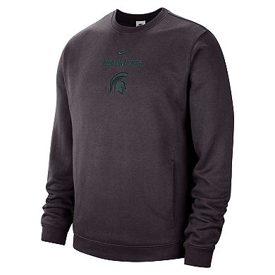 Men's Nike Charcoal Michigan State Spartans Campus Block Club Pullover Sweatshirt