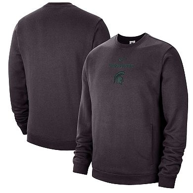 Men's Nike Charcoal Michigan State Spartans Campus Block Club Pullover Sweatshirt