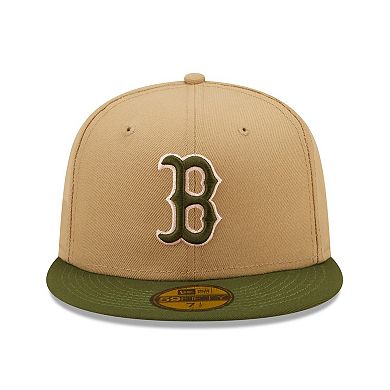 Men's New Era Khaki/Olive Boston Red Sox Pink Undervisor 59FIFTY Fitted Hat