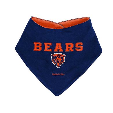 Newborn & Infant Mitchell & Ness Navy/Orange Chicago Bears Throwback Bodysuit Bib & Booties Set