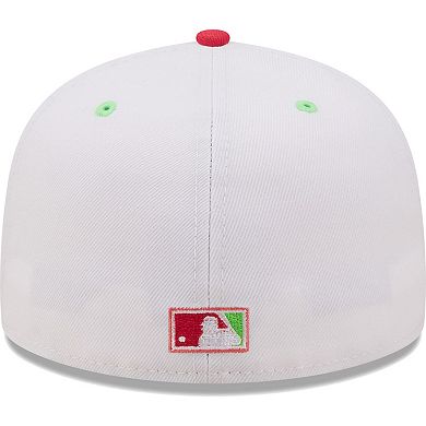 Men's New Era White/Coral Los Angeles Dodgers 100th Anniversary Strawberry Lolli 59FIFTY Fitted Hat