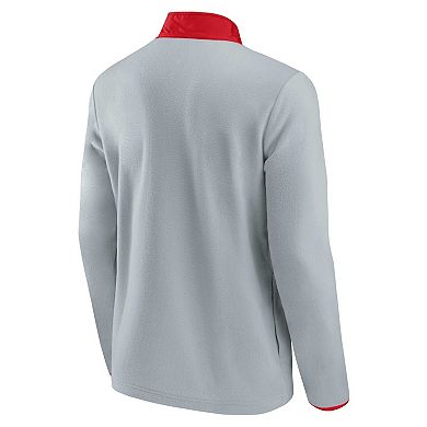 Men's Fanatics Branded Gray/Red Chicago Blackhawks Omni Polar Fleece Quarter-Snap Jacket