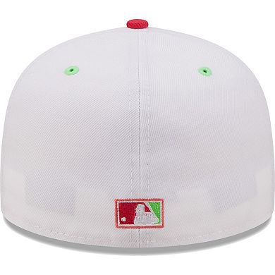 Men's New Era White/Coral Los Angeles Angels 50th Anniversary Strawberry Lolli 59FIFTY Fitted Hat