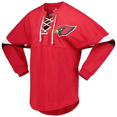 Women's Fanatics Branded Cardinal Arizona Cardinals Spirit Jersey Lace-Up V-Neck Long Sleeve T-Shirt