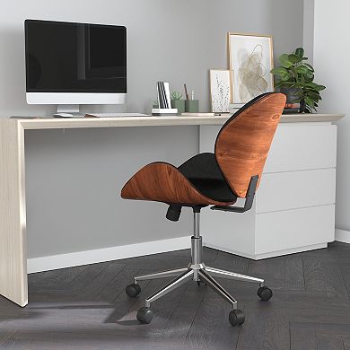 Merrick Lane Roisin Office Chair White Faux Leather Mid-Back Ergonomic Executive Swivel Office Chair With Tilt-Lock and Tilt Tension Controls