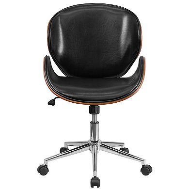 Merrick Lane Roisin Office Chair White Faux Leather Mid-Back Ergonomic Executive Swivel Office Chair With Tilt-Lock and Tilt Tension Controls
