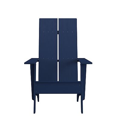 Merrick Lane Set of 4 Piedmont Modern All-Weather Poly Resin Wood Adirondack Chairs in Navy