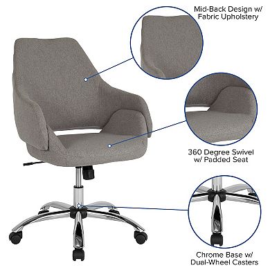 Merrick Lane Antwerp Office Chair Ergonomic Executive Mid-Back Design In Contemporary Brown Fabric With 360° Swivel And Height Adjustment