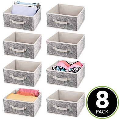 mDesign Fabric Modular Closet Organizer Box for Cube Units with Front Handle - 8 Pack