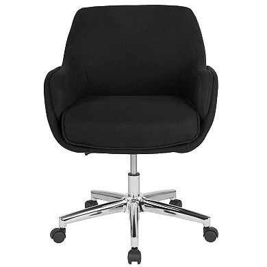 Merrick Lane Robyn Ergonomic Executive Style Mid-Back Office Chair with Adjustable Height And 360° Swivel in Blue Fabric Upholstery