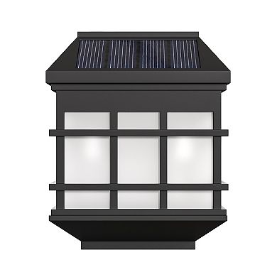 Merrick Lane Wall Mount LED Solar Powered Fence and Deck Lights - All-Weather Decorative Solar Lights in Black - Set of 6