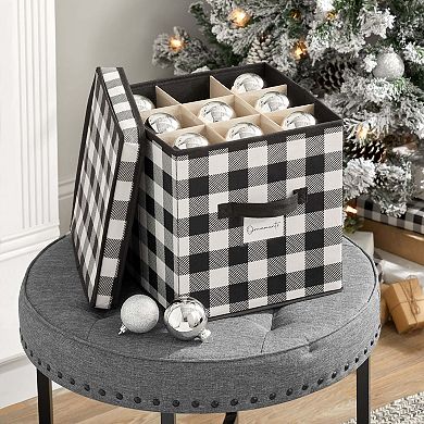 mDesign Square Gift-Wrap or Ornament Storage Box with Handles - 2 Pack