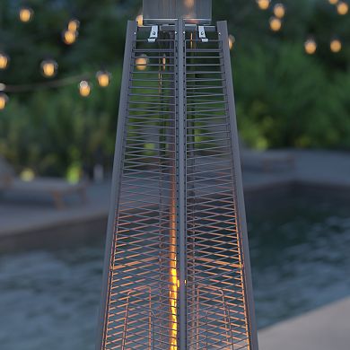 Merrick Lane Stainless Steel Pyramid Shape Portable Outdoor Patio Heater - 7.5 Feet Tall