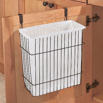 mDesign Wire Over Cabinet Door Kitchen Storage Basket & Trash Can - 2 Pack