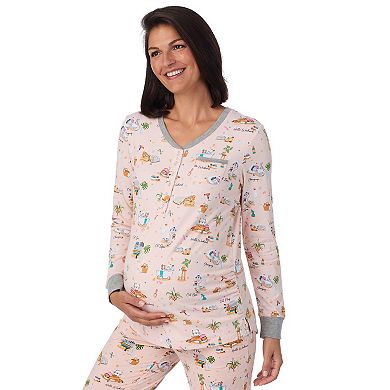 Maternity Cuddl Duds® Cozy Henley Pajama Top & Banded Bottom Pajama Pants Sleep Set