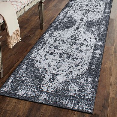 World Rug Gallery Vintage Distressed Medallion Machine Washable Area Rug