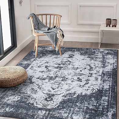 World Rug Gallery Vintage Distressed Medallion Machine Washable Area Rug