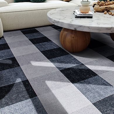 World Rug Gallery Contemporary Checkered Machine Washable Area Rug