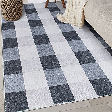 World Rug Gallery Contemporary Checkered Machine Washable Area Rug