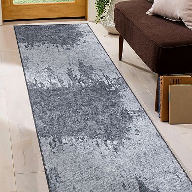 World Rug Gallery Distressed Abstract Machine Washable Area Rug