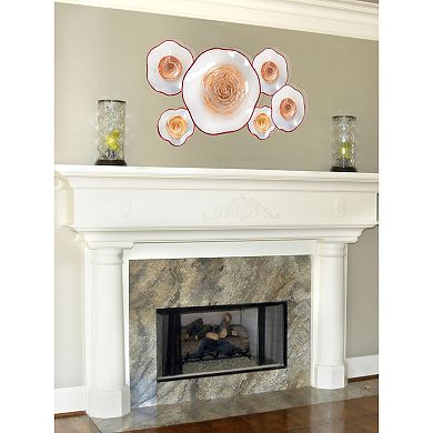 White and Orange Contemporary Cavalier Glass Wall Art Decor 18"