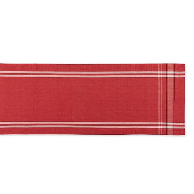 14" x 108" Tango Red and White French Chambray Rectangular Table Runner