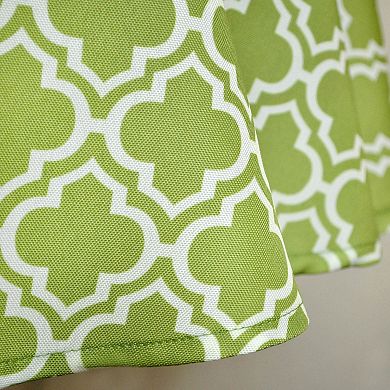 Green and White Lattice Pattern Outdoor Round Tablecloth 60”
